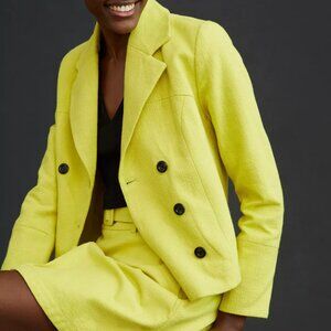 Anthropologie Maeve Double Breasted Cropped Peacoat Jacket Spring